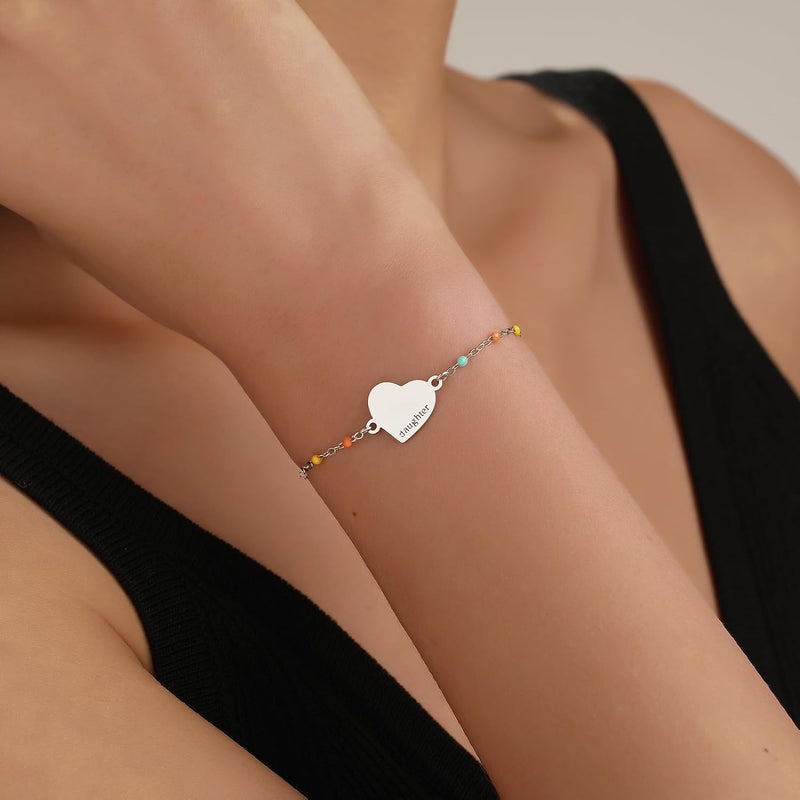 DS Mother Daughter Bracelets Set,18K Gold Plated Stainless Steel Heart Jewelry for Women Girls,Mothers Day Gifts for Mom/Daughter,Adjustable Matching Bracelets for Mommy and Me gift box packaging - Image 5